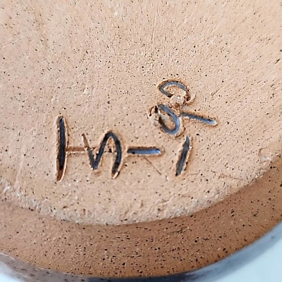 Signed Pottery Pitcher Speckled Design with Pink Heart Flowers 5" T x 6" W - Picture 7 of 7